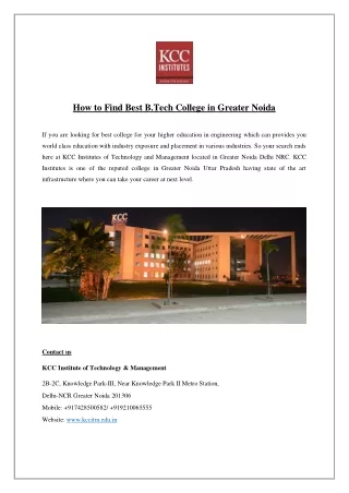 How to Find Best B.Tech College in Greater Noida
