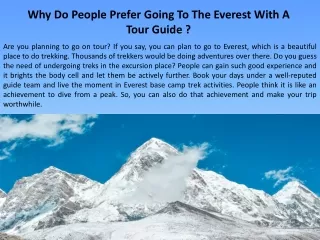 Why Do People Prefer Going To The Everest With A Tour Guide