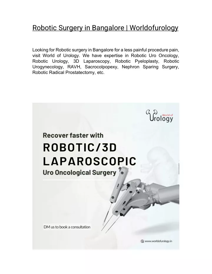 robotic surgery in bangalore worldofurology