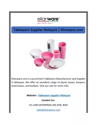 Tableware Supplier Malaysia | Elianware.com