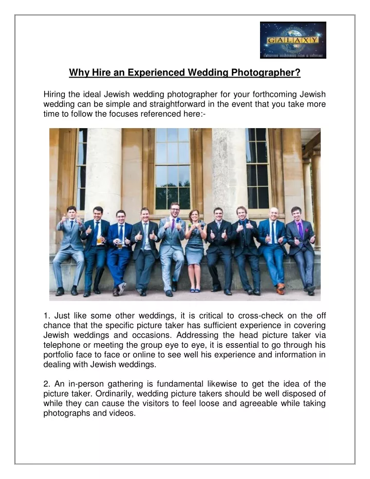 why hire an experienced wedding photographer