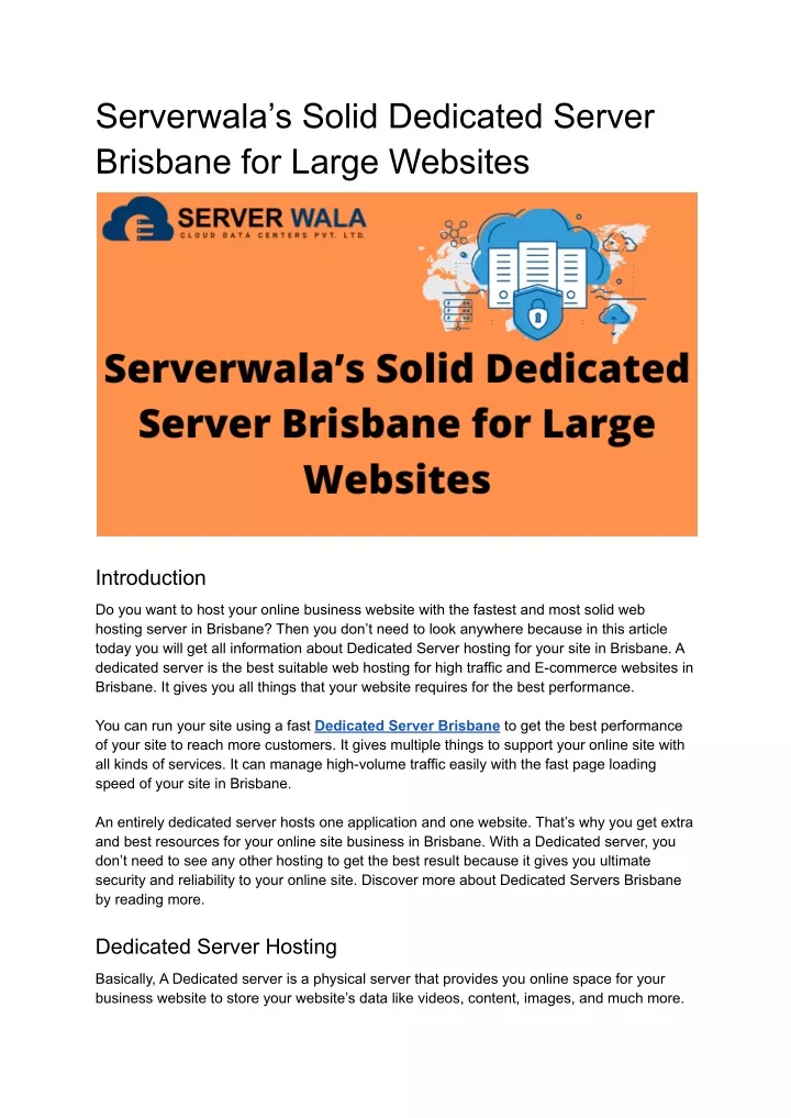 serverwala s solid dedicated server brisbane