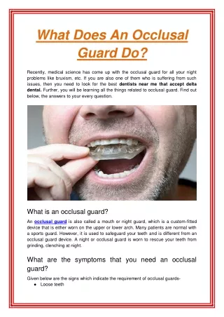 what does an occlusal guard do