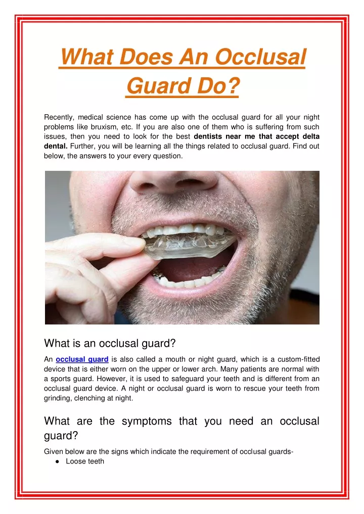 what does an occlusal guard do