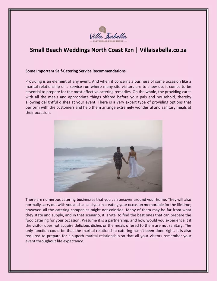 small beach weddings north coast