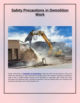 Safety Precautions in Demolition Work