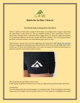 Shorts for Jiu Jitsu | Grw.co