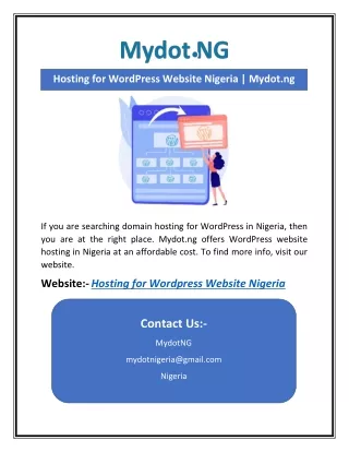 Hosting for WordPress Website Nigeria | Mydot.ng