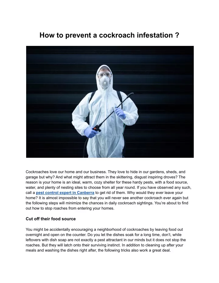 how to prevent a cockroach infestation