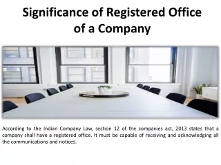 The Value of a Corporation's Registered Address