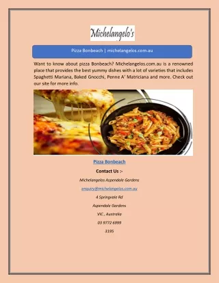 pizza bonbeach michelangelos com au