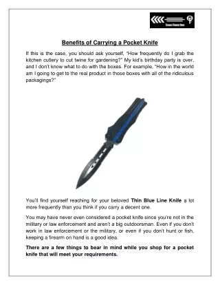 Benefits of Carrying a Pocket Knife