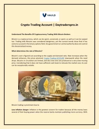 Crypto Trading Account | Daytraderspro.in