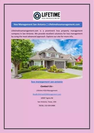 Hoa Management San Antonio | Lifetimehoamanagement.com