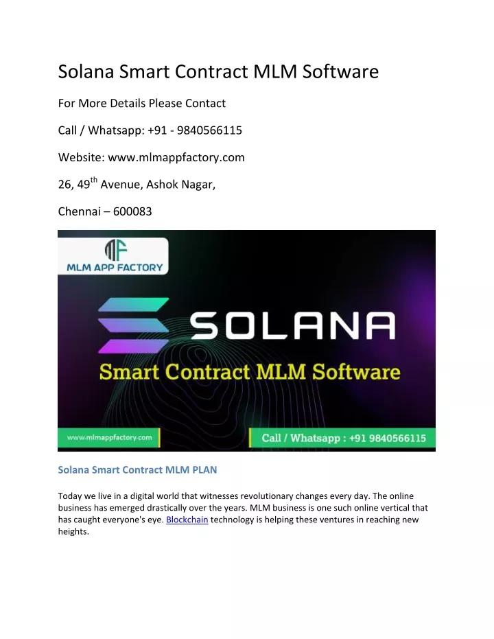 solana smart contract mlm software
