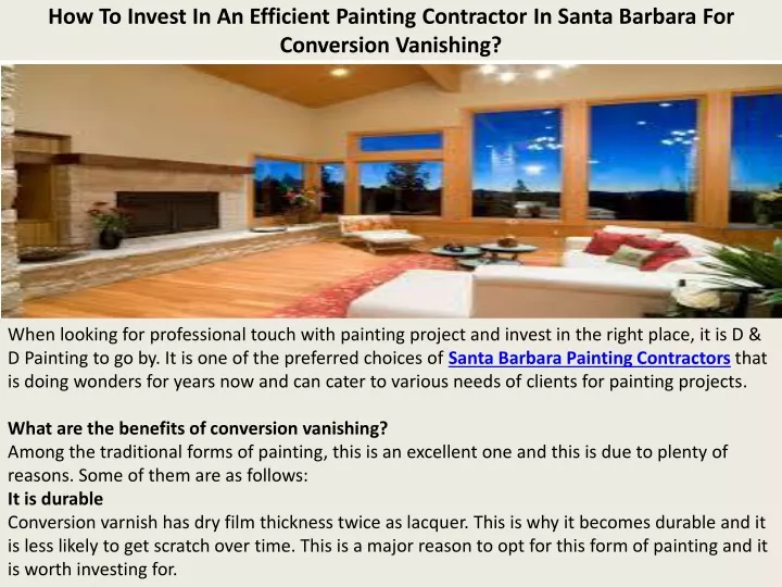 how to invest in an efficient painting contractor in santa barbara for conversion vanishing