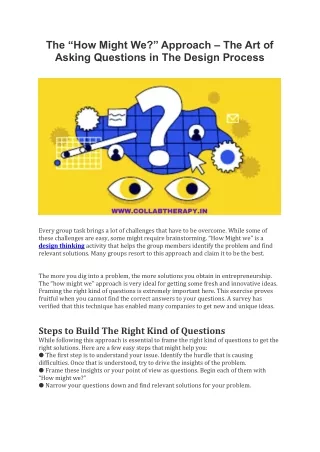 the how might we approach the art of asking