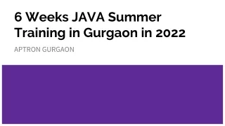 6 Weeks JAVA Summer Training in Gurgaon in 2022