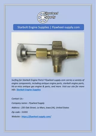Starbolt Engine Supplies | Flywheel-supply.com