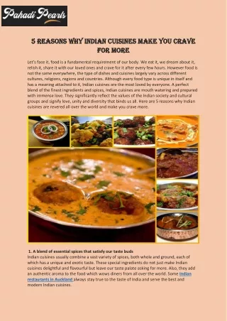5 reasons why Indian cuisines make you crave for more