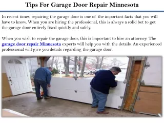Tips For Garage Door Repair Minnesota