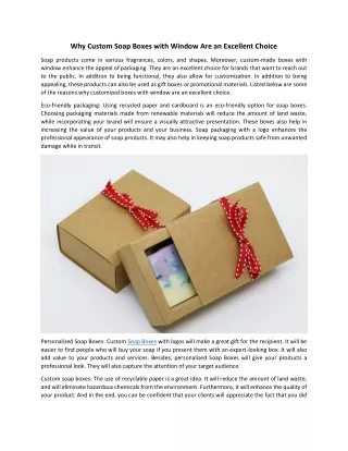 Why Custom Soap Boxes with Window Are an Excellent Choice