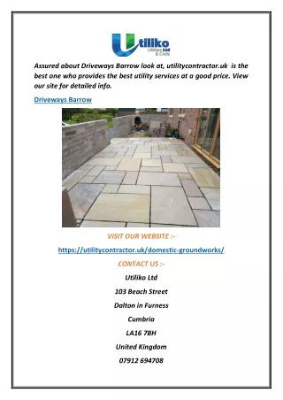 Driveways Barrow  Utilitycontractor.uk