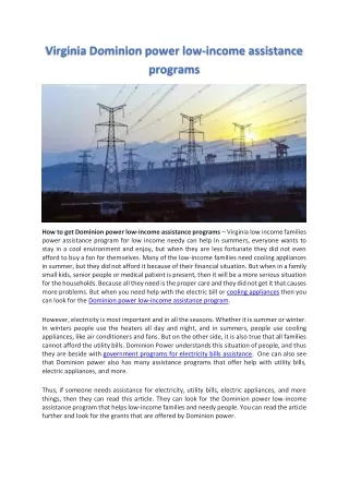 virginia dominion power low income assistance