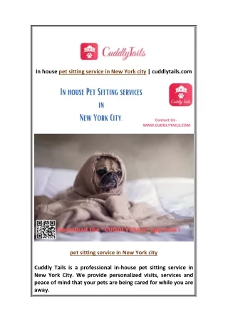 In house pet sitting service in New York city | cuddlytails.com