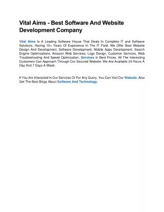 Vital Aims - Best Software And Website Development Company
