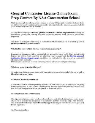 General Contractor License Online Exam Prep Courses By AAA Construction School