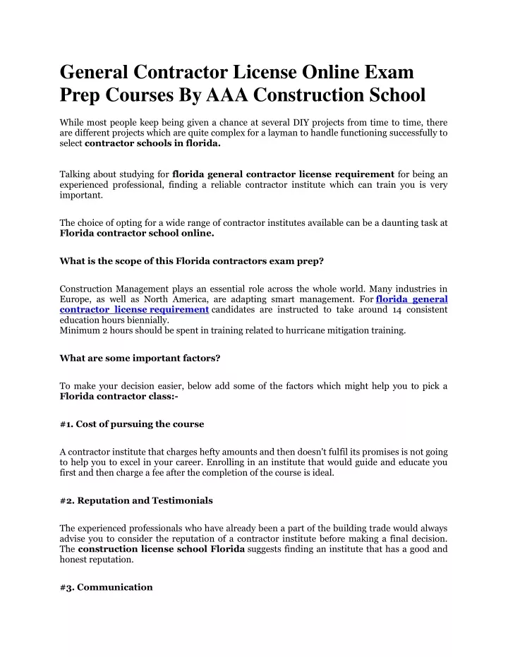 general contractor license online exam prep