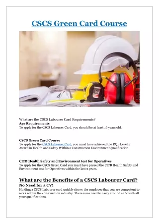 cscs green card course