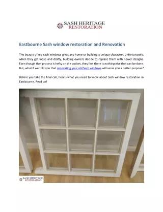 Eastbourne Sash window restoration and Renovation