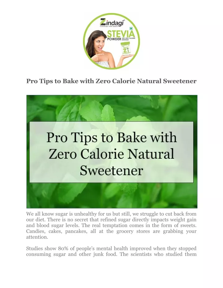 pro tips to bake with zero calorie natural