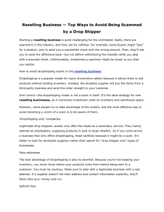 Reselling Business — Top Ways to Avoid Being Scammed by a Drop Shipper