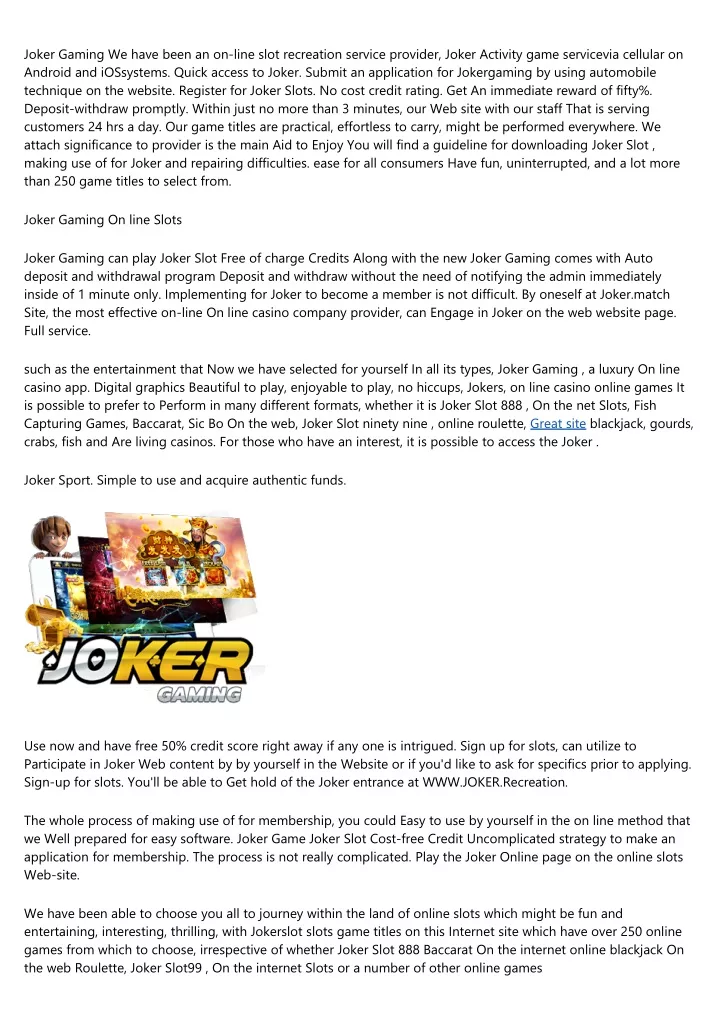 joker gaming we have been an on line slot
