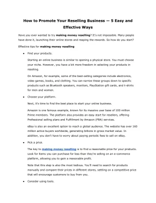 How to Promote Your Reselling Business