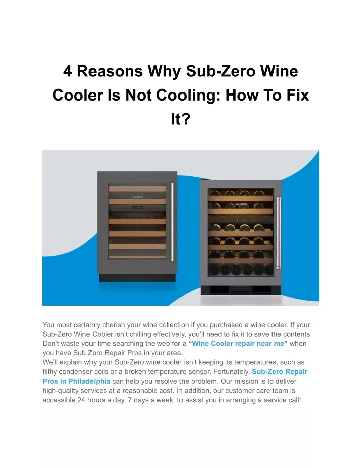 4 reasons why sub zero wine cooler is not cooling