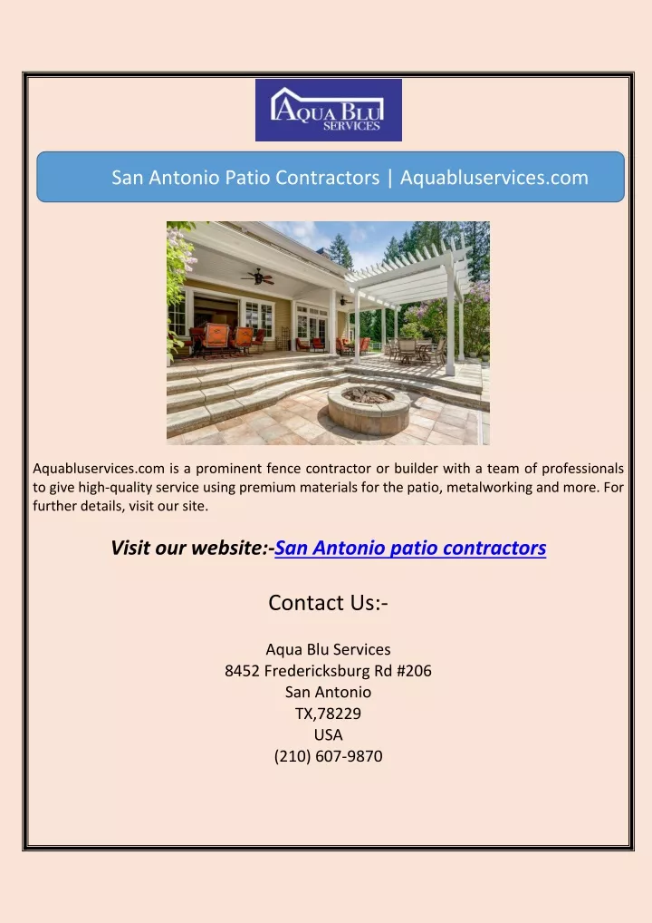 san antonio patio contractors aquabluservices com