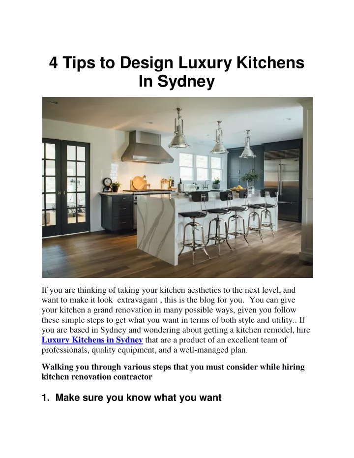 4 tips to design luxury kitchens in sydney