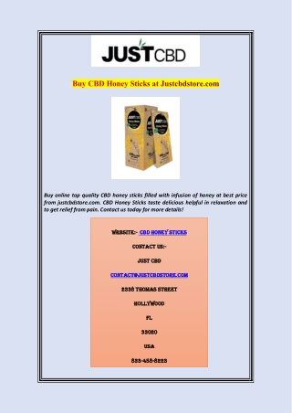 Buy CBD Honey Sticks at Justcbdstore.com