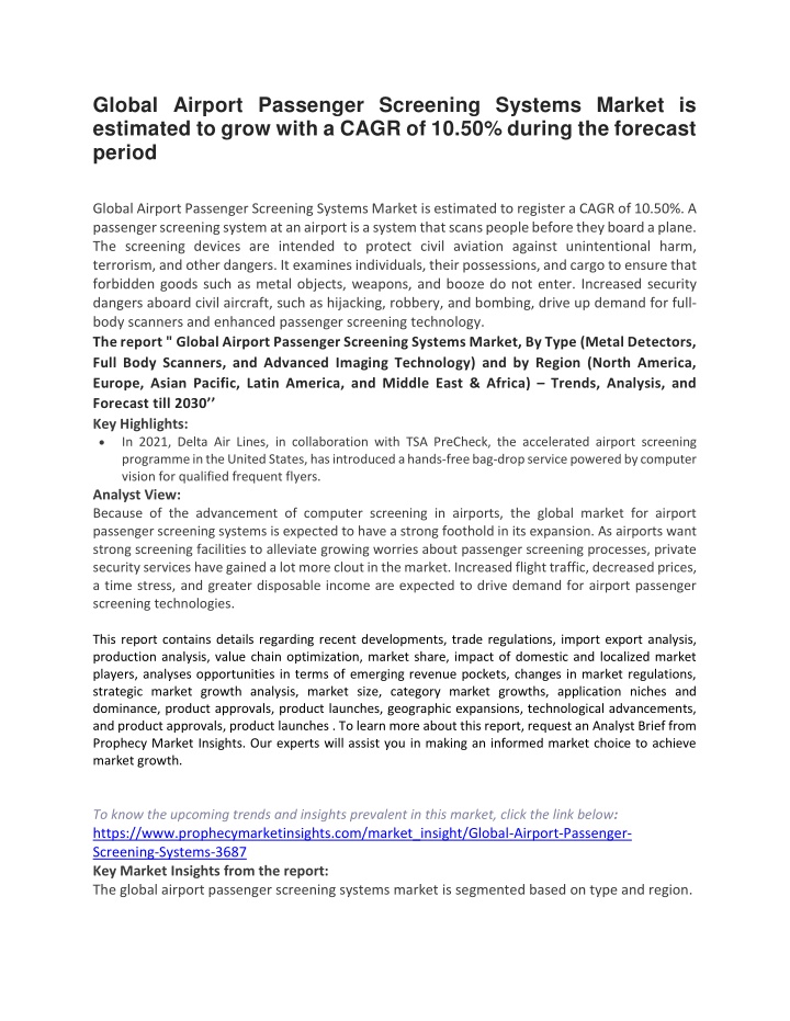 global airport passenger screening systems market