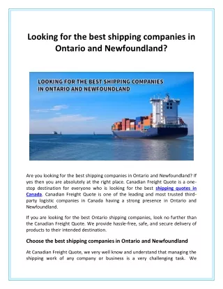 looking for the best shipping companies