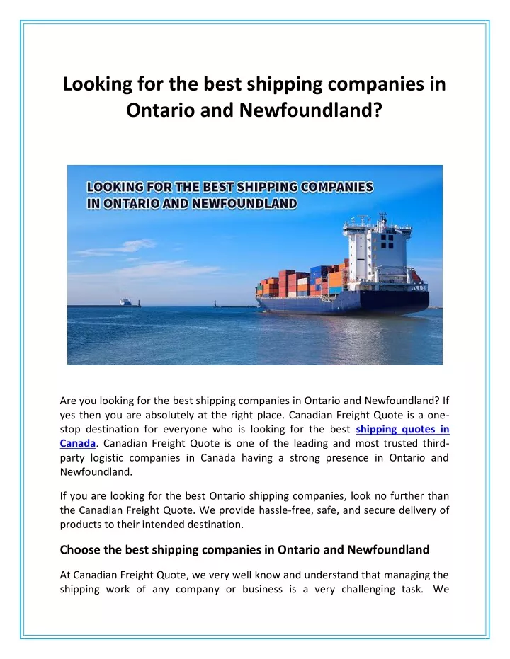 looking for the best shipping companies