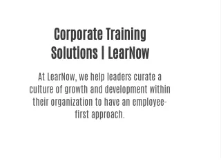 corporate training solutions learnow