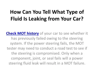 how can you tell what type of fluid is leaking from your car
