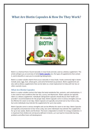 what are biotin capsules how do they work
