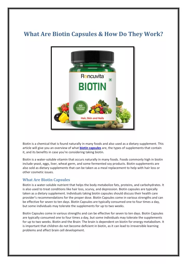 what are biotin capsules how do they work