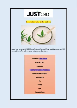 Learn to Make CBD Lotion